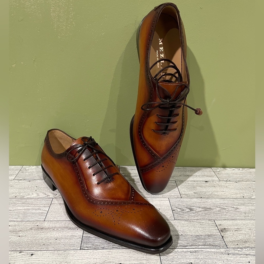 Mezlan shoes dressy oxford cognac/rust leather calf
